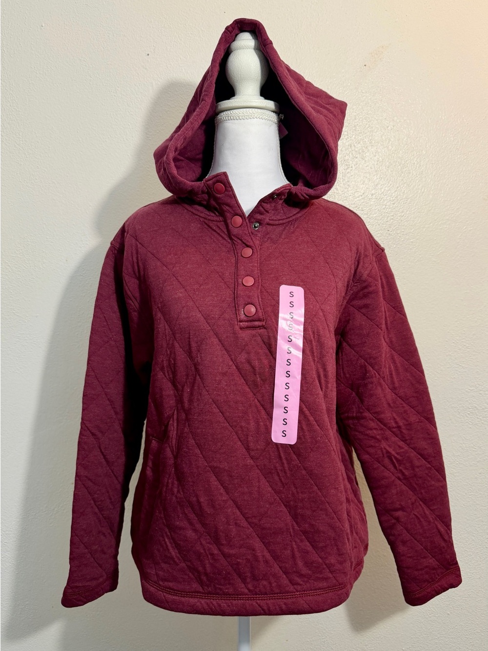 Lands' End Girls' Quilted Hooded Pullover Jacket - Burgundy